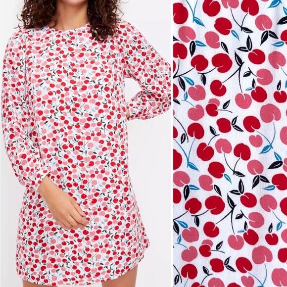 ⭐ 🔥 50% OFF SALE — FINAL PRICE Chic LOFT Cherry Print Dress w Belt - M- NWT - Picture 5 of 13